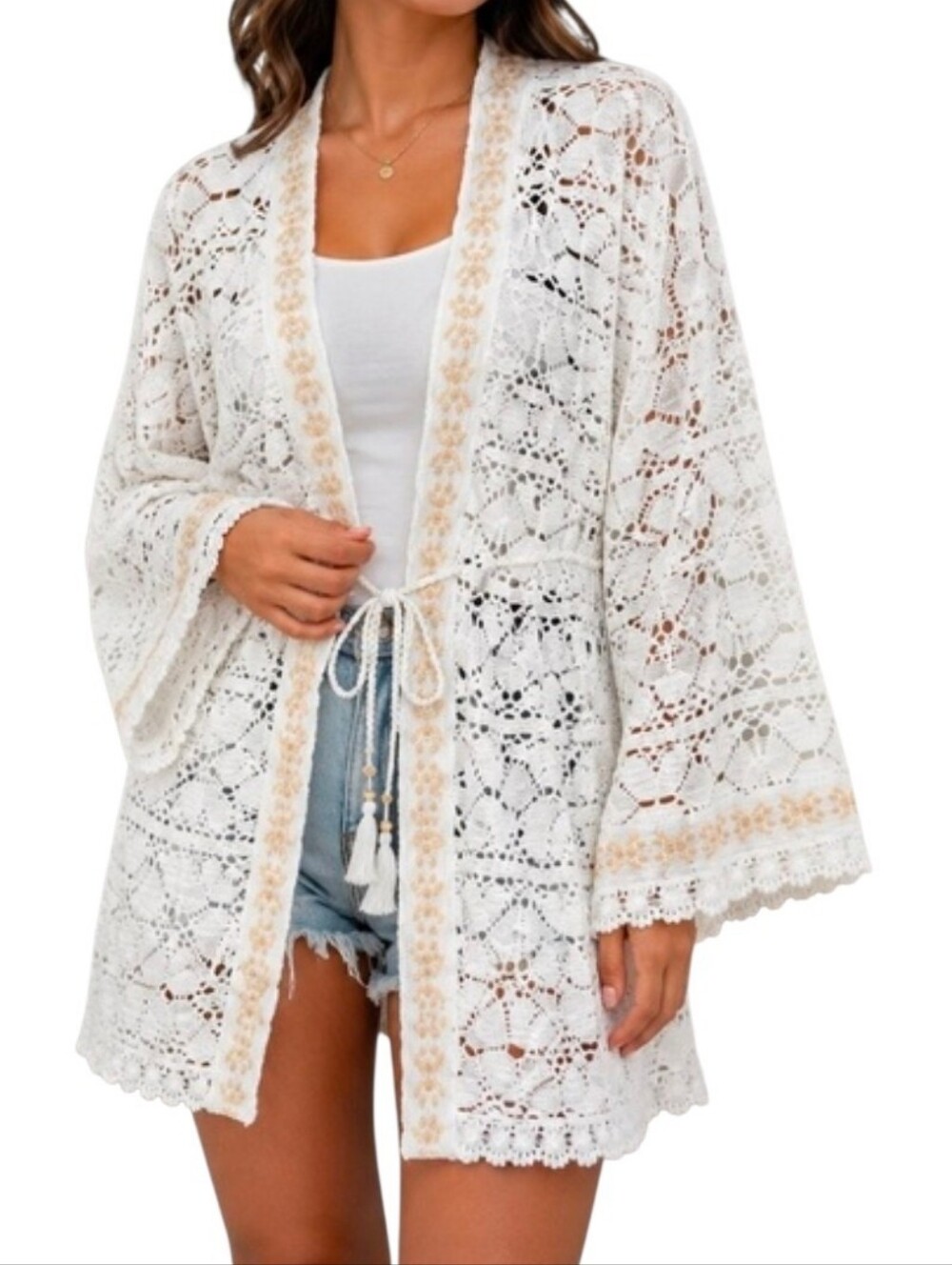 Free People Swim Cover Kimono Cardigan Sweater Womens Size OS